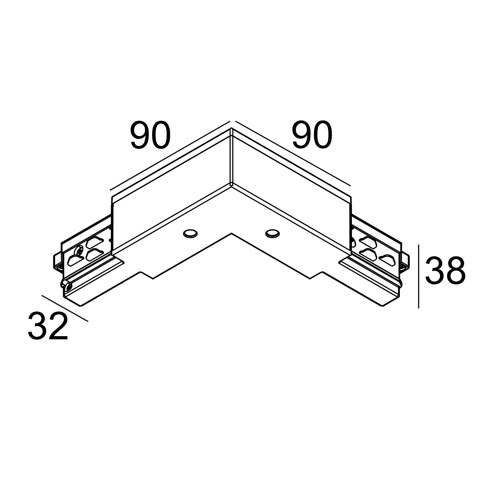 Трековый светильник TRACK ACCESSORIES Delta Light TRACK 3F DIM CORNER 90° IN B
