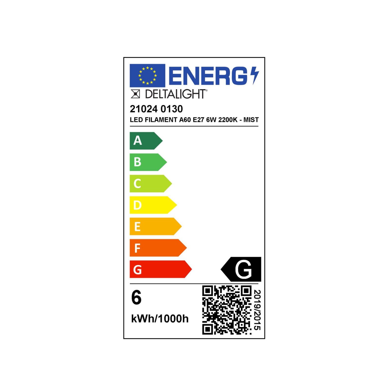 LED FILAMENT A60 E27 6W 2200K - MIST Delta Light LAG 4