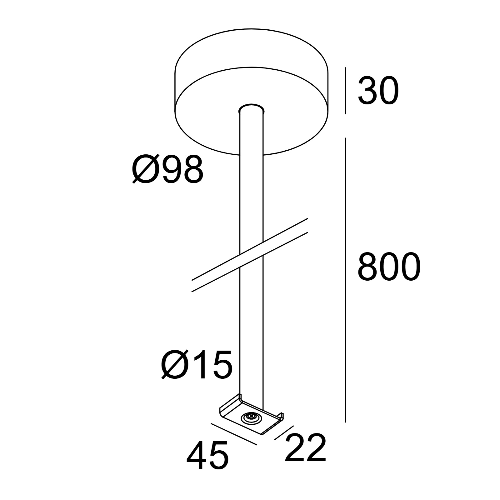 SLM - ROD SUSPENSION 0,8m + CONNECTION B черный Delta Light IMP 2