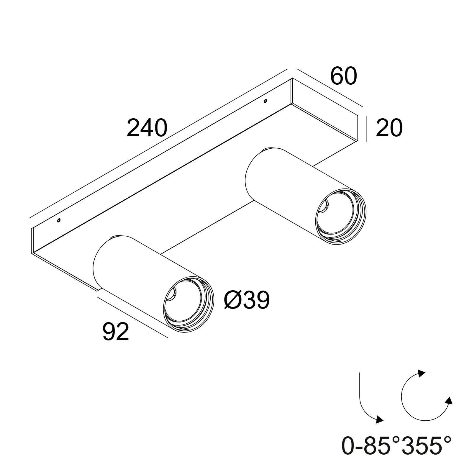 SPY 39 ON 2 92720 DIM8 W-W белый Delta Light накладной потолочный светильник 2