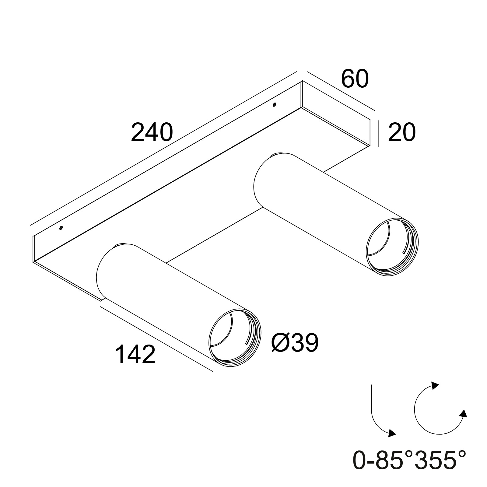 SPY 39 L ON 2 92720 DIM8 B-B черный Delta Light накладной потолочный светильник 2