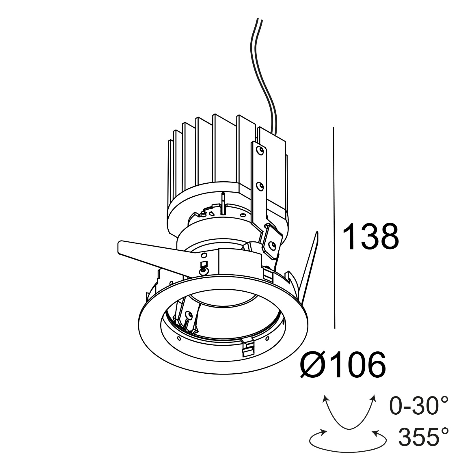 iMAX II ROUND ADJUSTABLE MP 92718 B черный Delta Light Встраиваемый поворотный потолочный светильник 2