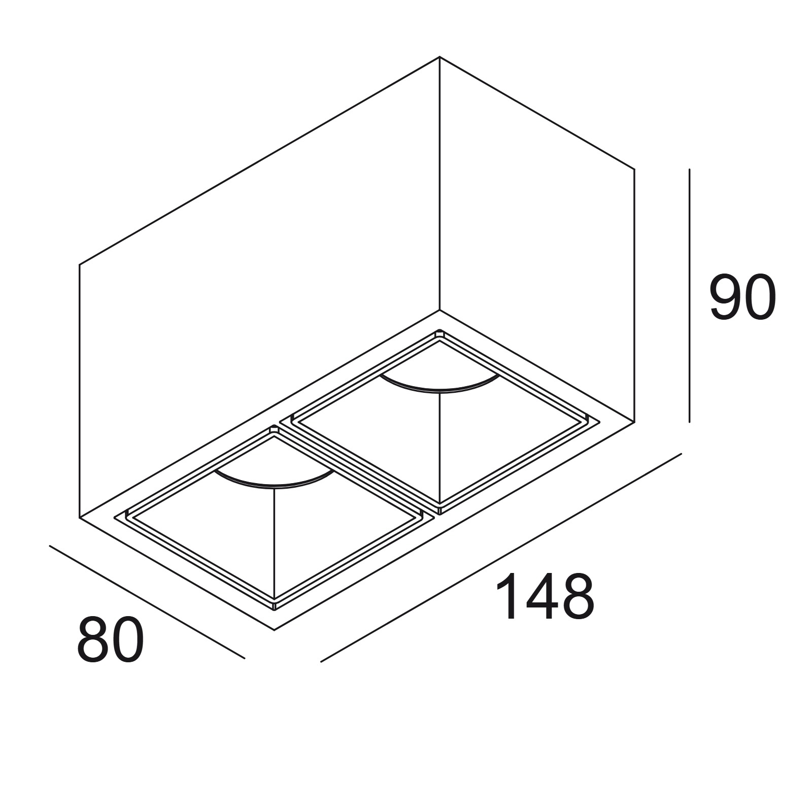 BOXY 2 L 92733 DIM8 B-FG черный Delta Light накладной потолочный светильник 2