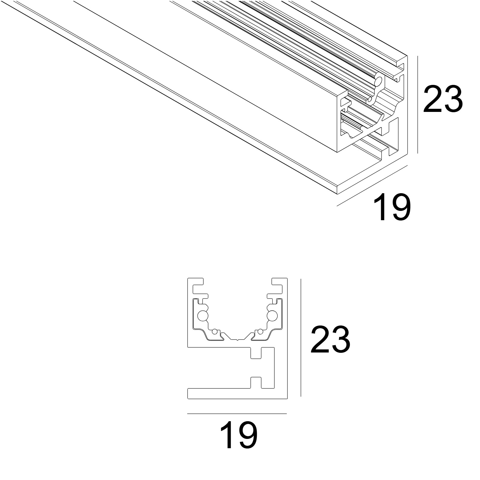 SOLI - PROFILE 2m B черный Delta Light ILP 2