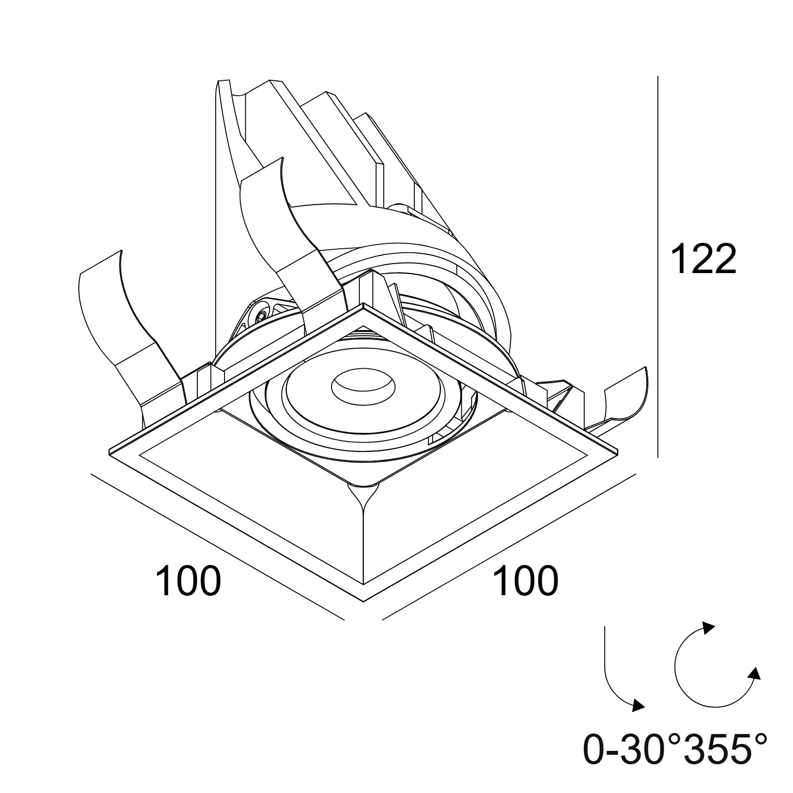 ENTERO SQ-M 92710 B черный Delta Light Встраиваемый поворотный потолочный светильник 2