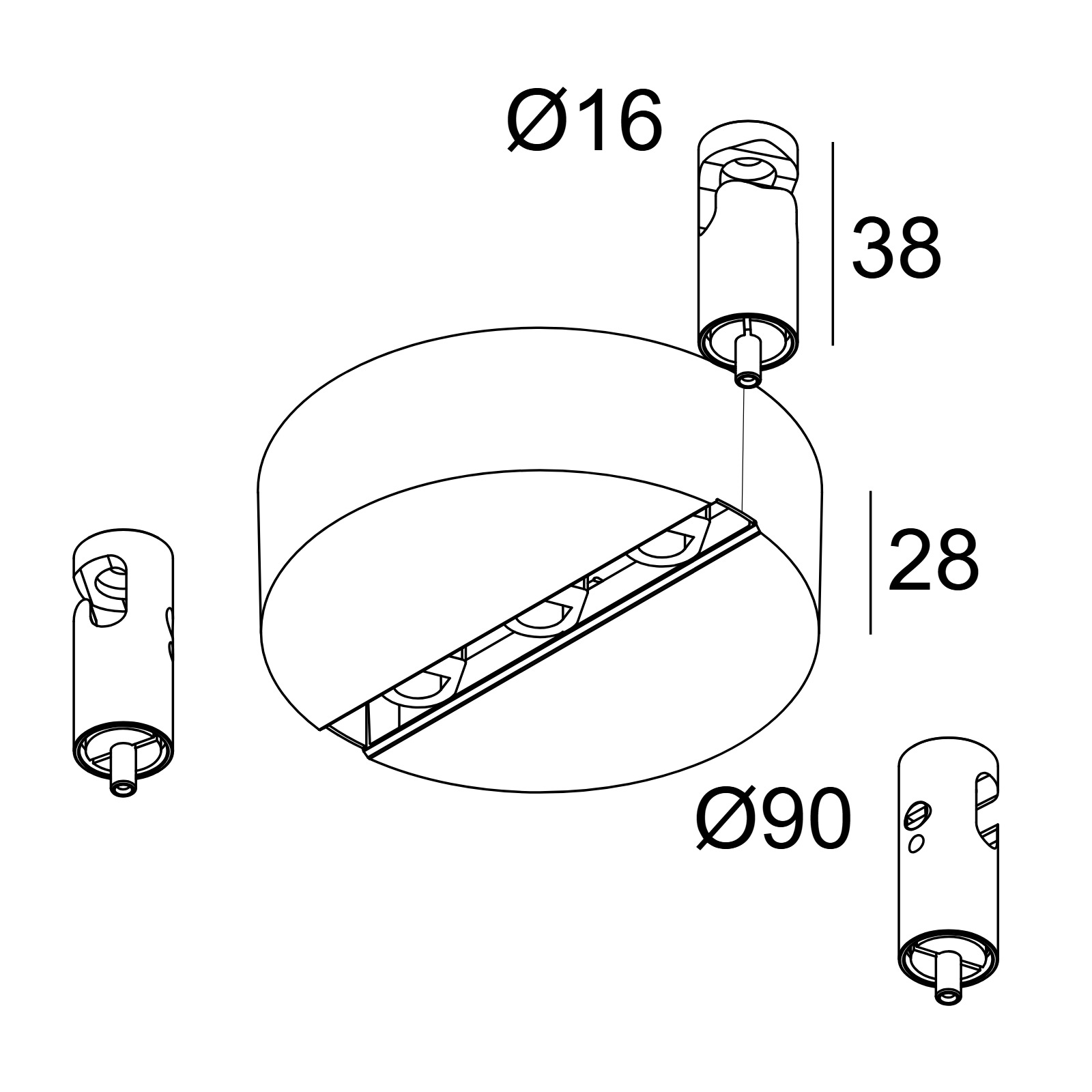 CEILING BASE MULTI 3 B черный Delta Light потолочная база 2