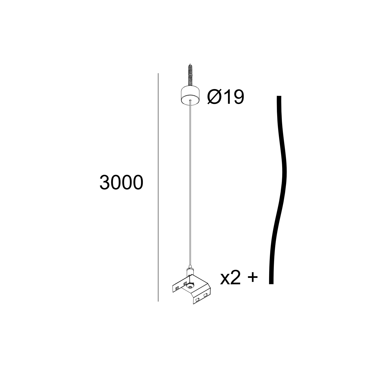 INF40 SQ 160/180 - SUSPENSION SET 3,0m B черный Delta Light подвесной светильник