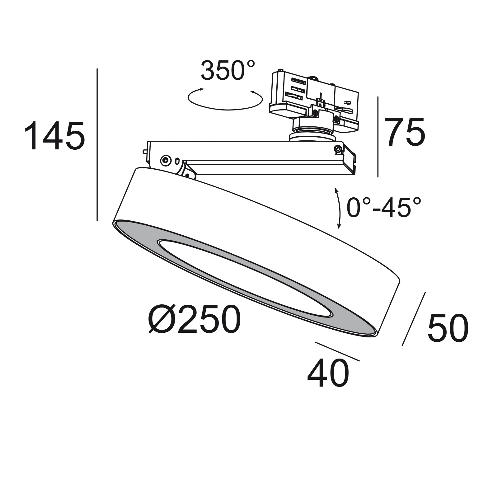 SUPER-OH! XS PIVOT 25 ADM DIM накладной потолочный светильник Delta Light 2