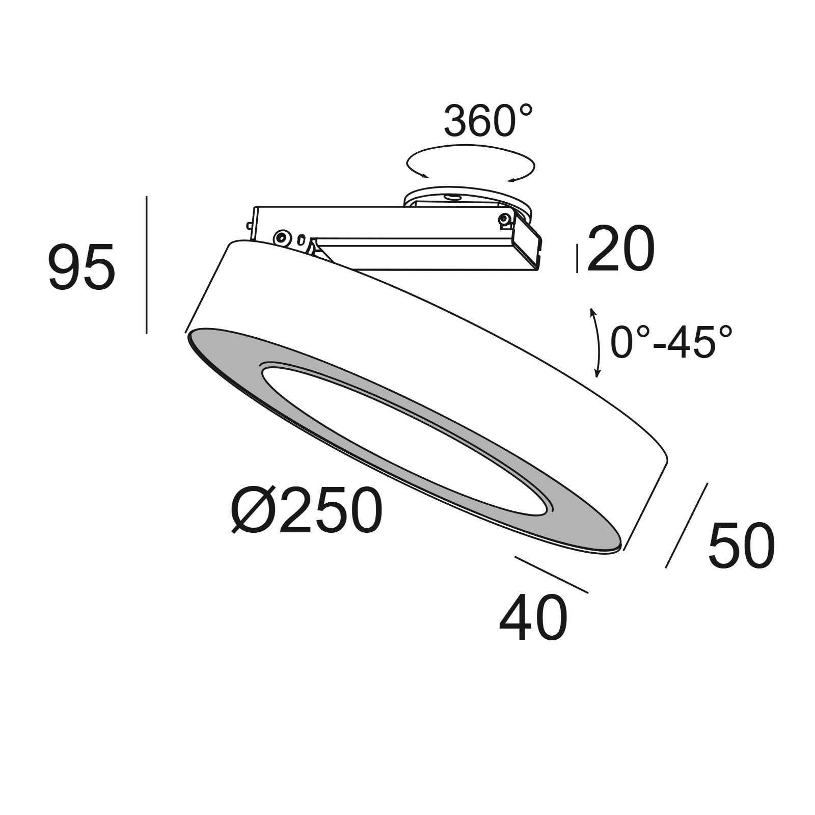 SUPER-OH! XS PIVOT 25 DIM8 B черный Delta Light накладной потолочный светильник 2