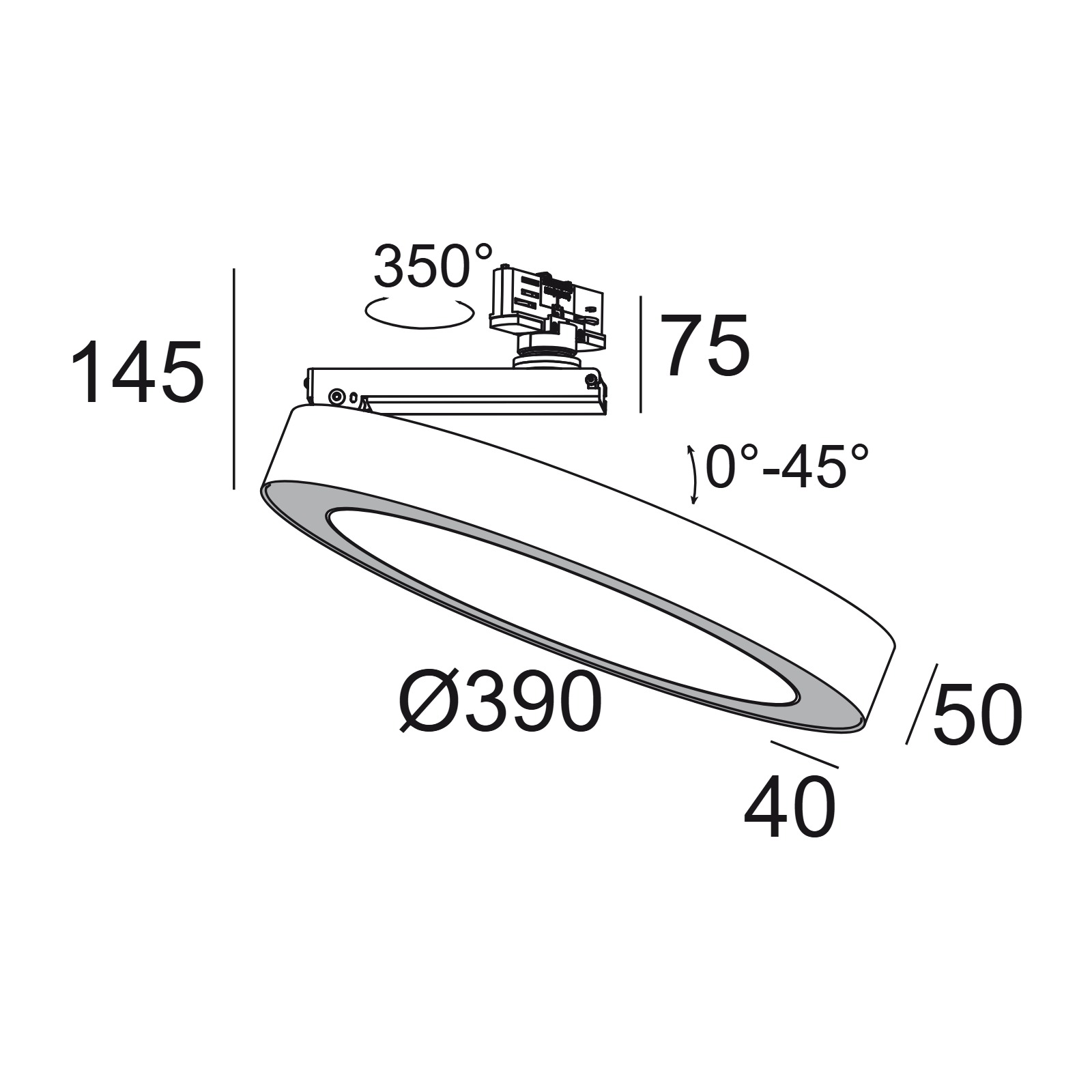 SUPER-OH! XS PIVOT 39 ADM DIM накладной потолочный светильник Delta Light 2