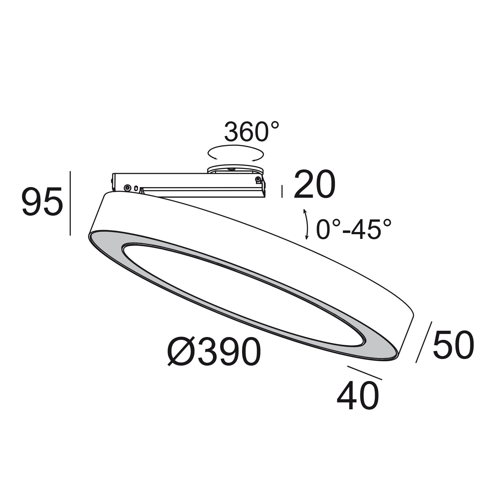 SUPER-OH! XS PIVOT 39 DIM накладной потолочный светильник Delta Light 2