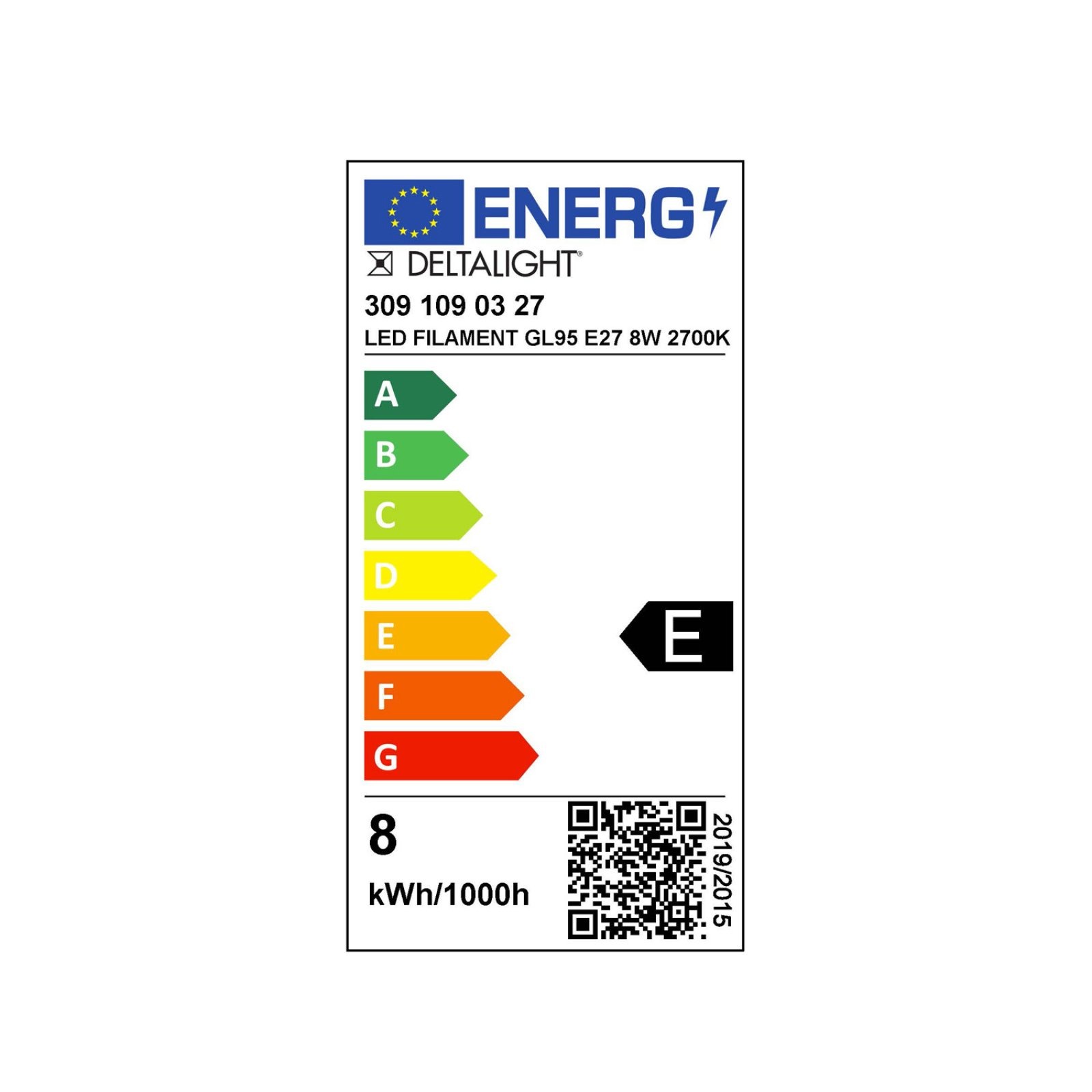 LED FILAMENT GL95 E27 8W 2700K Delta Light LAG 4