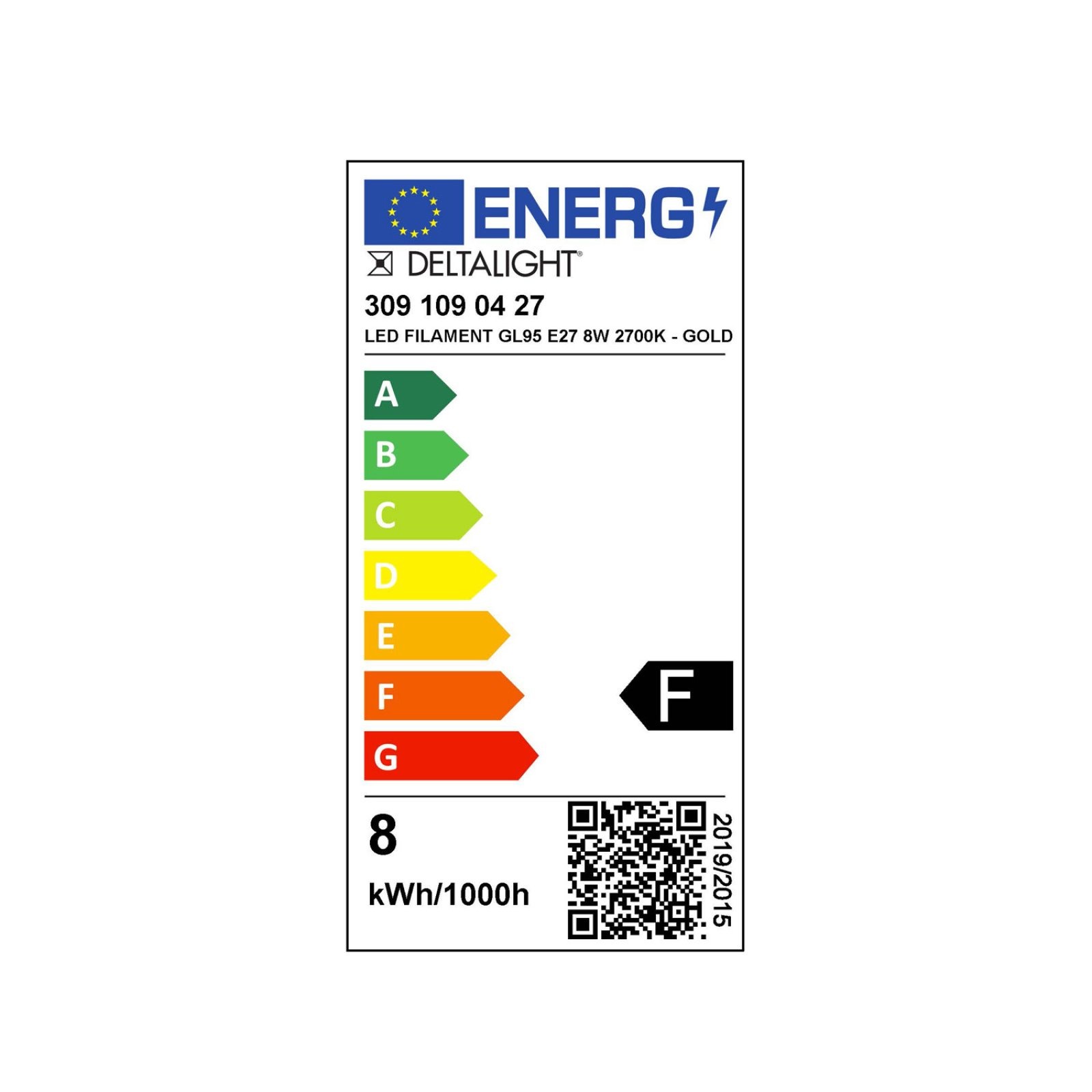 LED FILAMENT GL95 E27 8W 2700K - GOLD Delta Light LAG 4