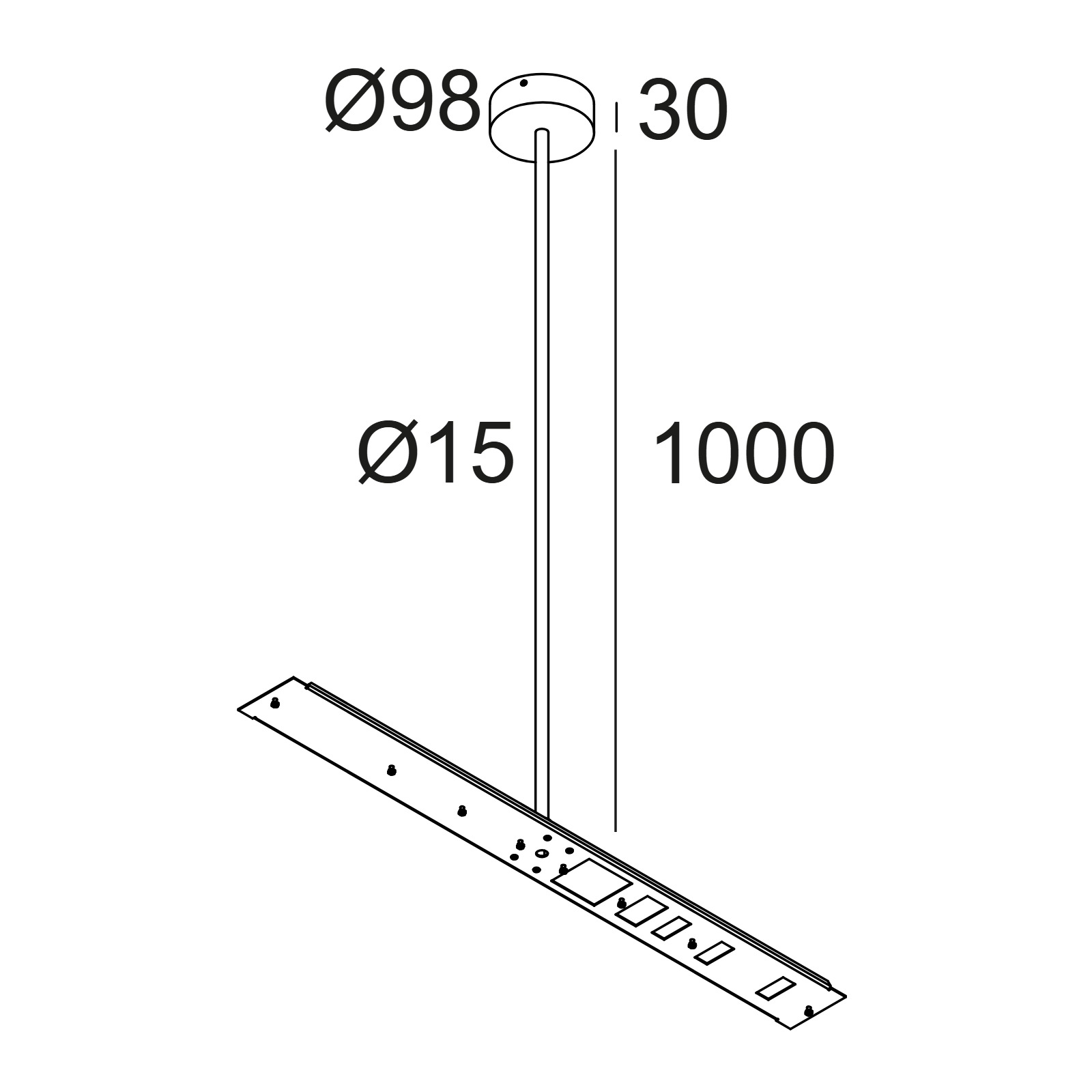 CENTRAL ROD SUSPENSION 95 1m комплектующие светильника Delta Light 2